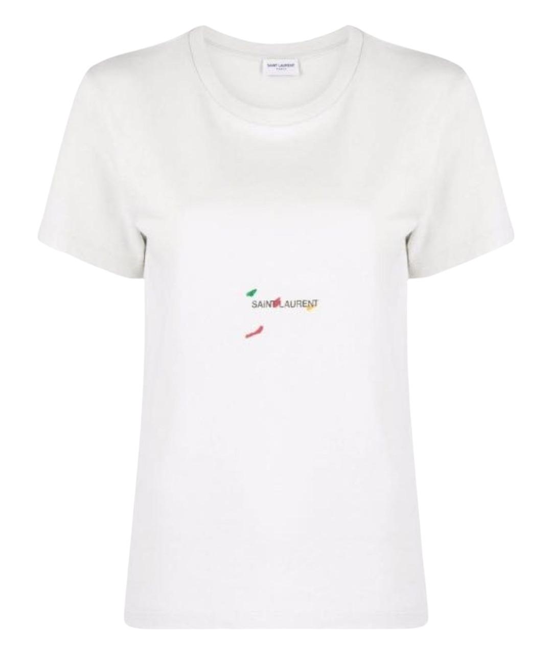 SAINT LAURENT Белая хлопковая футболка, фото 1