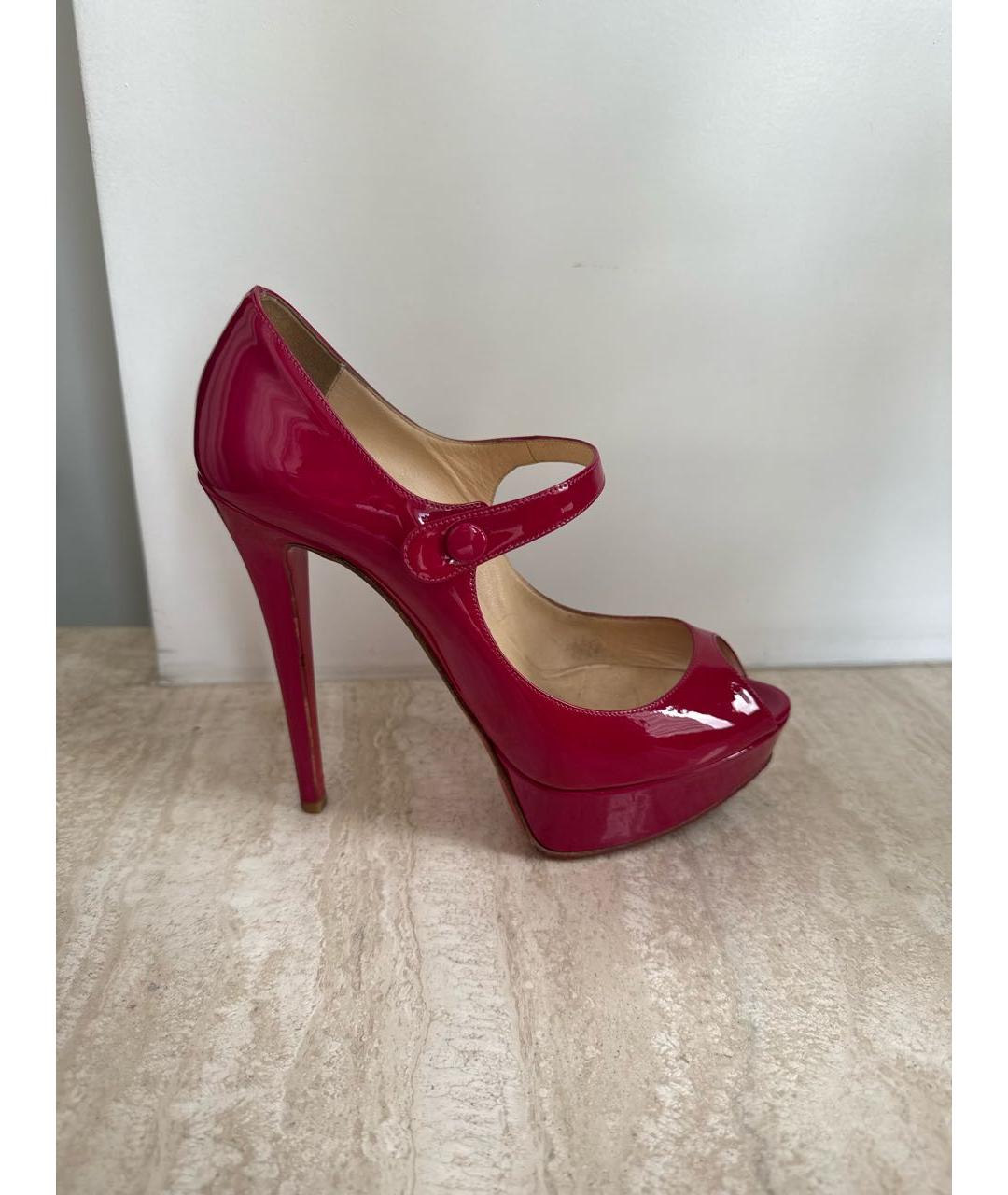 CHRISTIAN LOUBOUTIN Фуксия туфли из лакированной кожи, фото 9