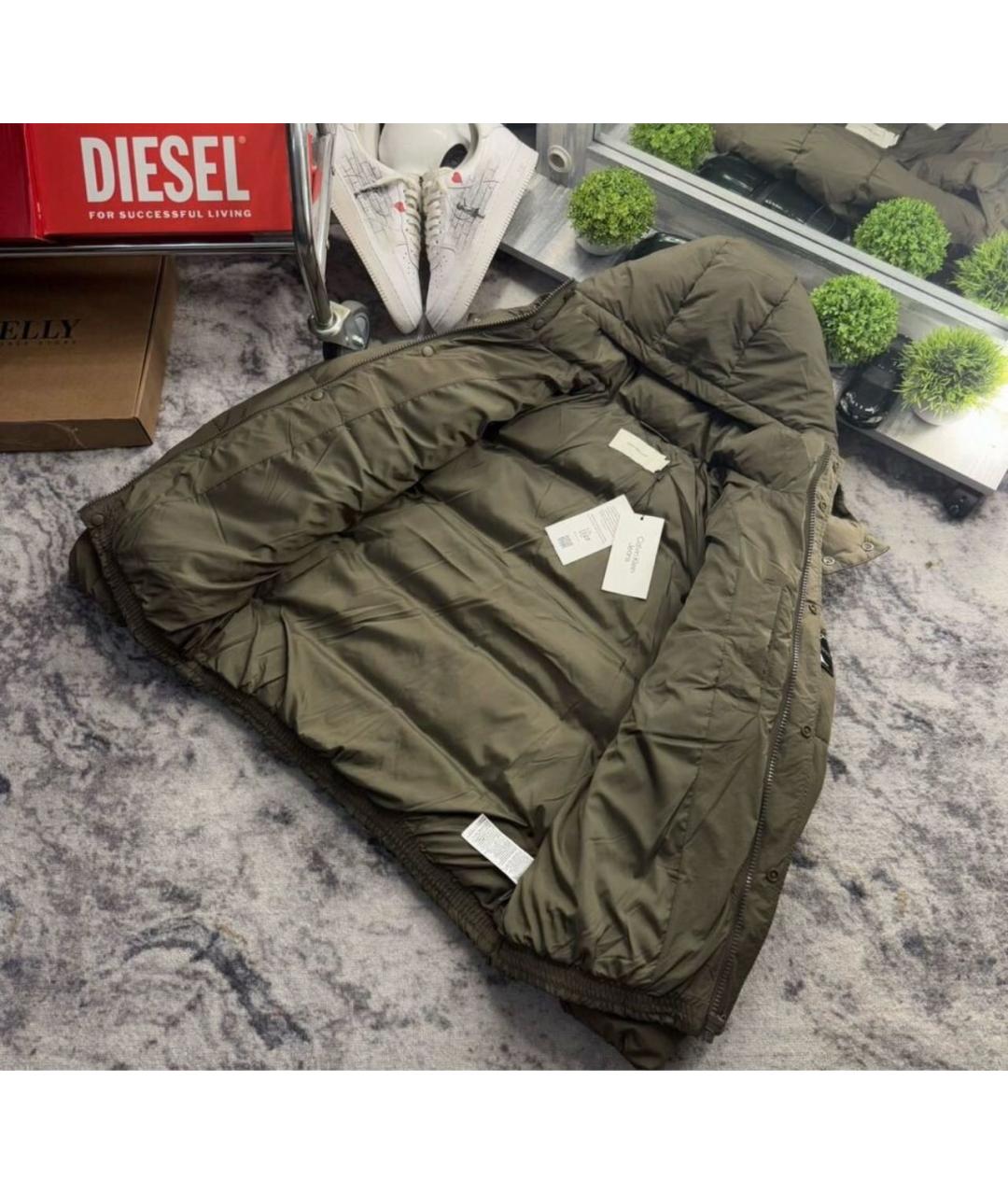 CALVIN KLEIN JEANS Хаки полиамидовый пуховик, фото 4