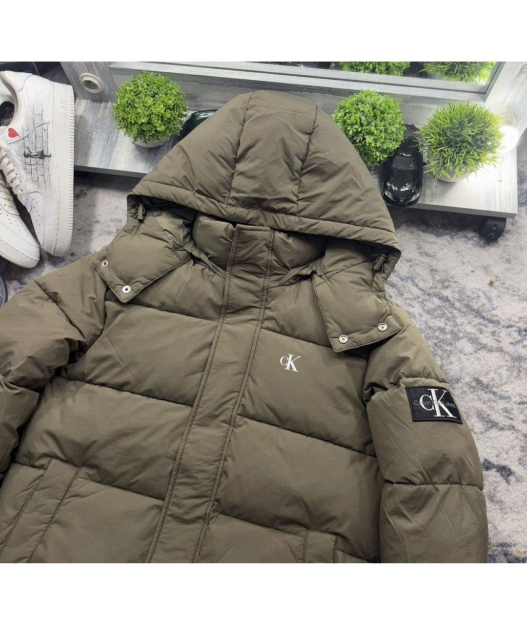 CALVIN KLEIN JEANS Хаки полиамидовый пуховик, фото 5