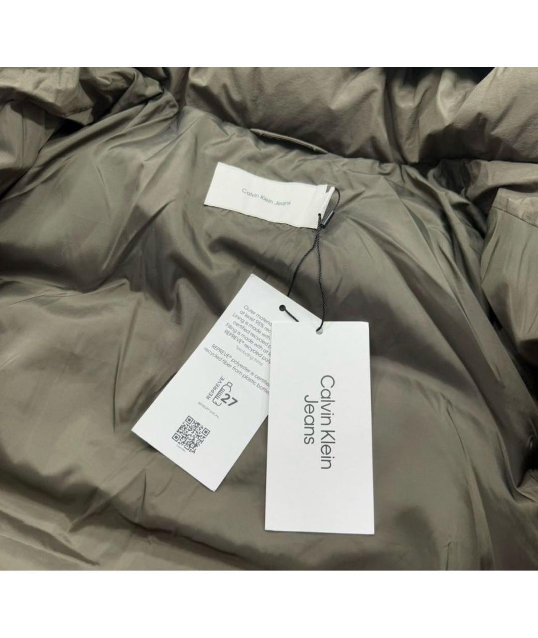 CALVIN KLEIN JEANS Хаки полиамидовый пуховик, фото 6
