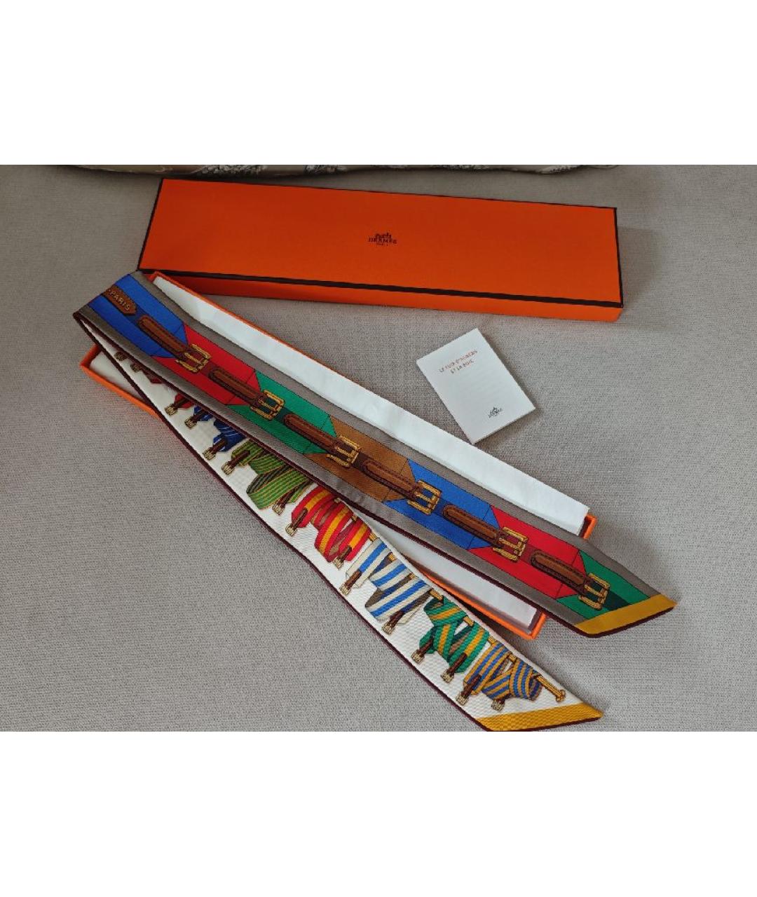 HERMES Мульти шелковый платок, фото 9