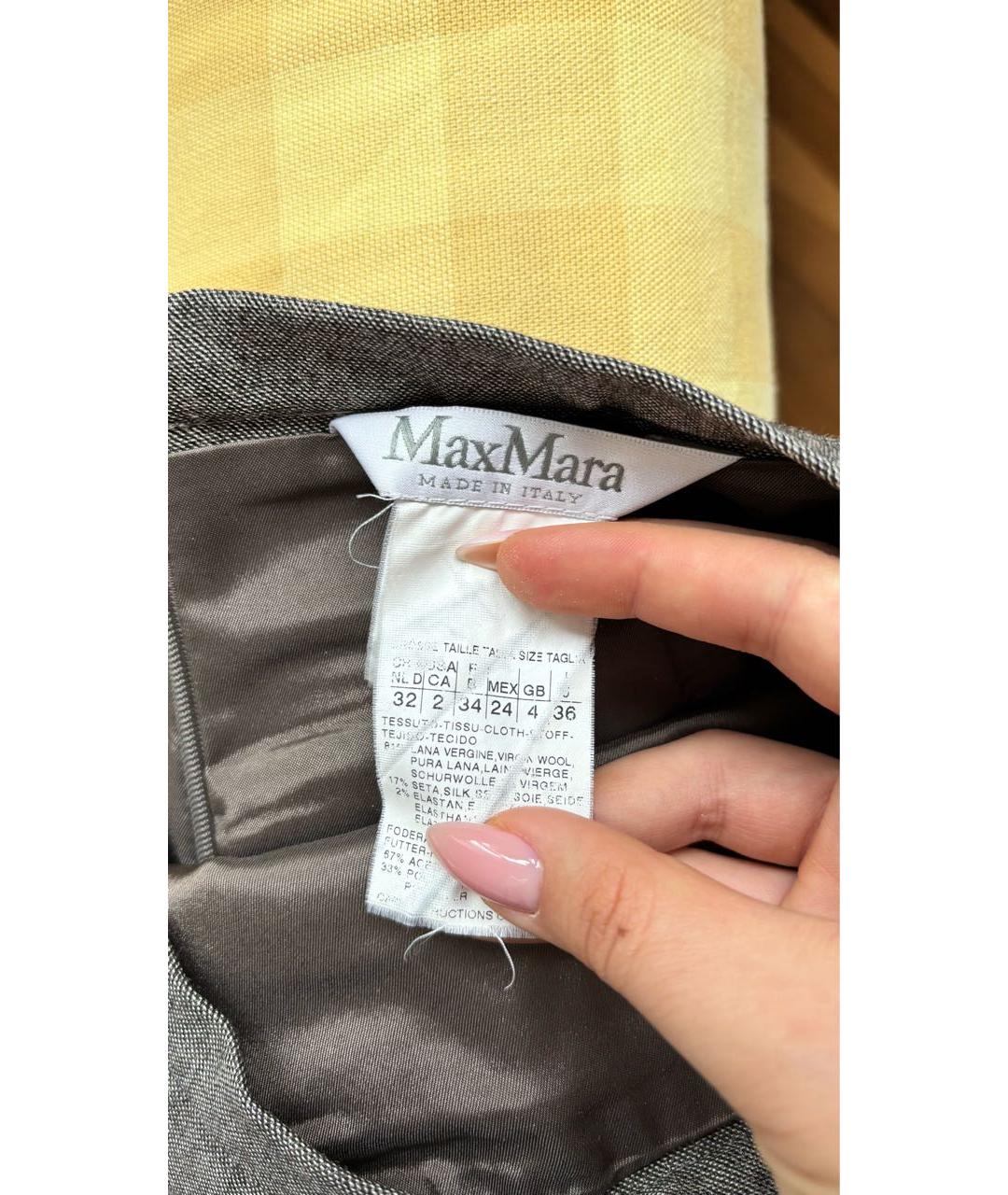 MAX MARA Серая шерстяная юбка миди, фото 3