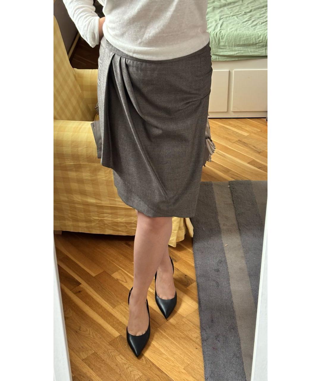 MAX MARA Серая шерстяная юбка миди, фото 4