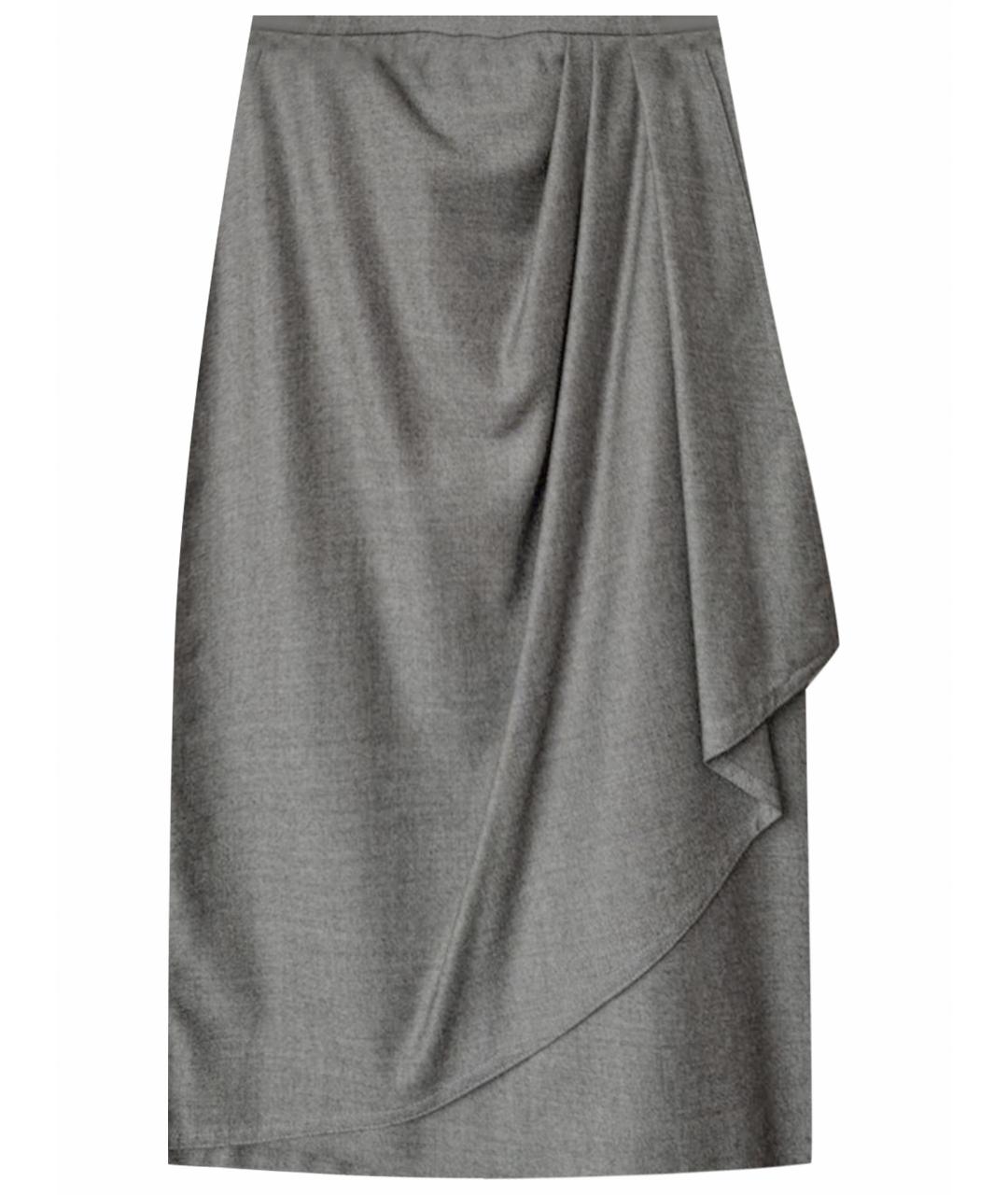MAX MARA Серая шерстяная юбка миди, фото 1