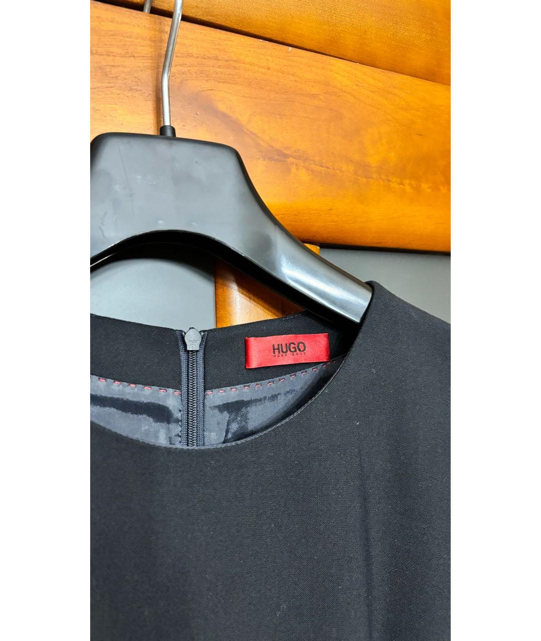 HUGO BOSS Черное вискозное повседневное платье, фото 3