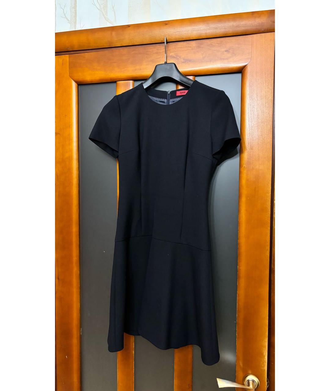 HUGO BOSS Черное вискозное повседневное платье, фото 5