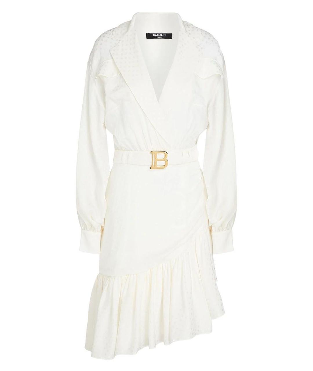 BALMAIN Белое шелковое повседневное платье, фото 1