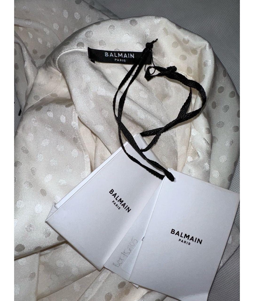 BALMAIN Белое шелковое повседневное платье, фото 4