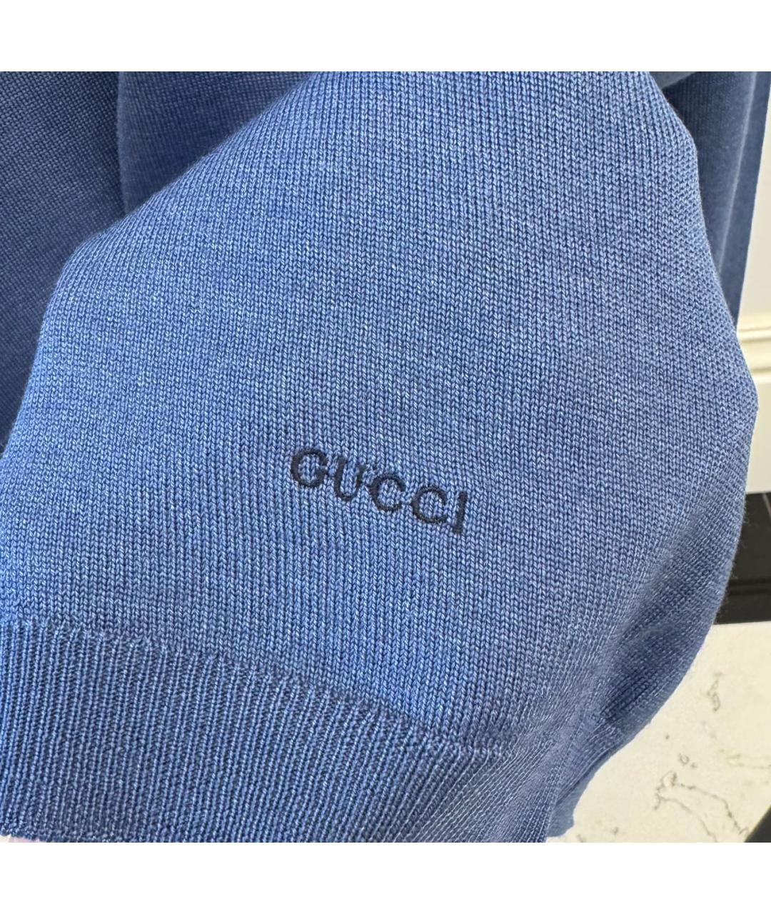 GUCCI Голубой шерстяной джемпер / свитер, фото 4