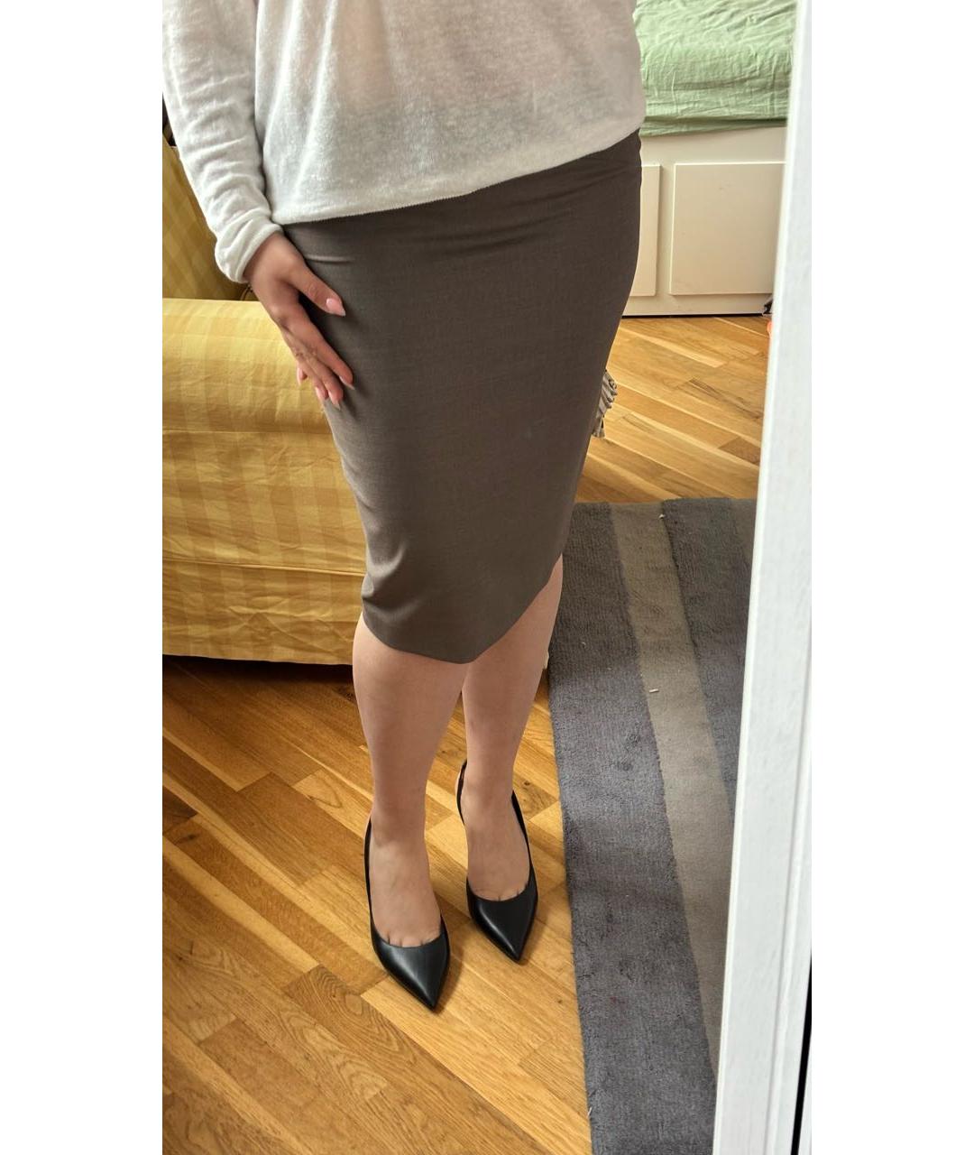 MAX MARA Серая шерстяная юбка миди, фото 5