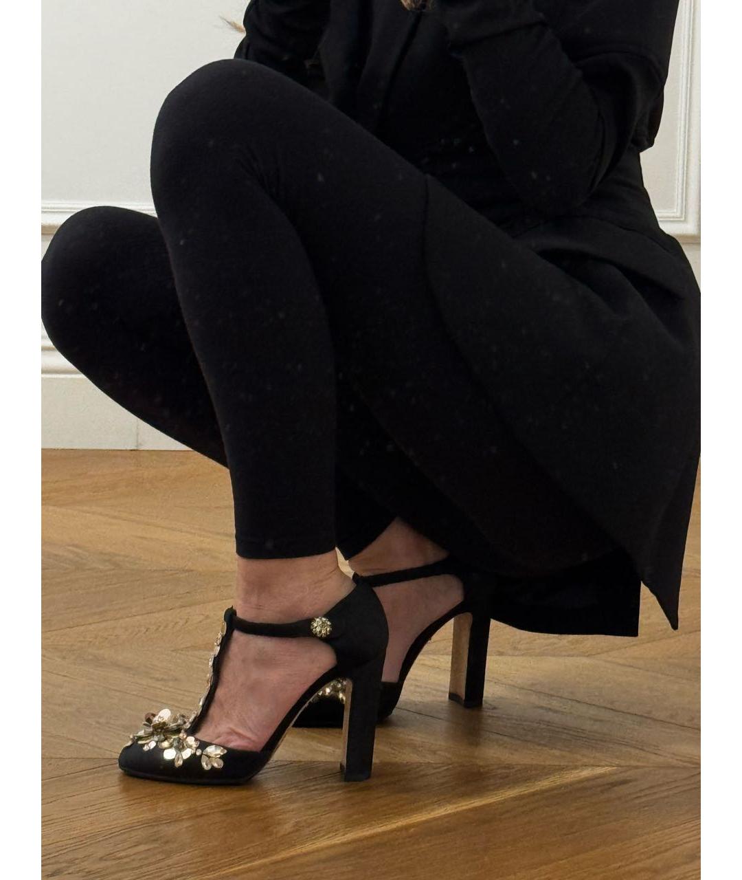 DOLCE&GABBANA Черные текстильные босоножки, фото 6