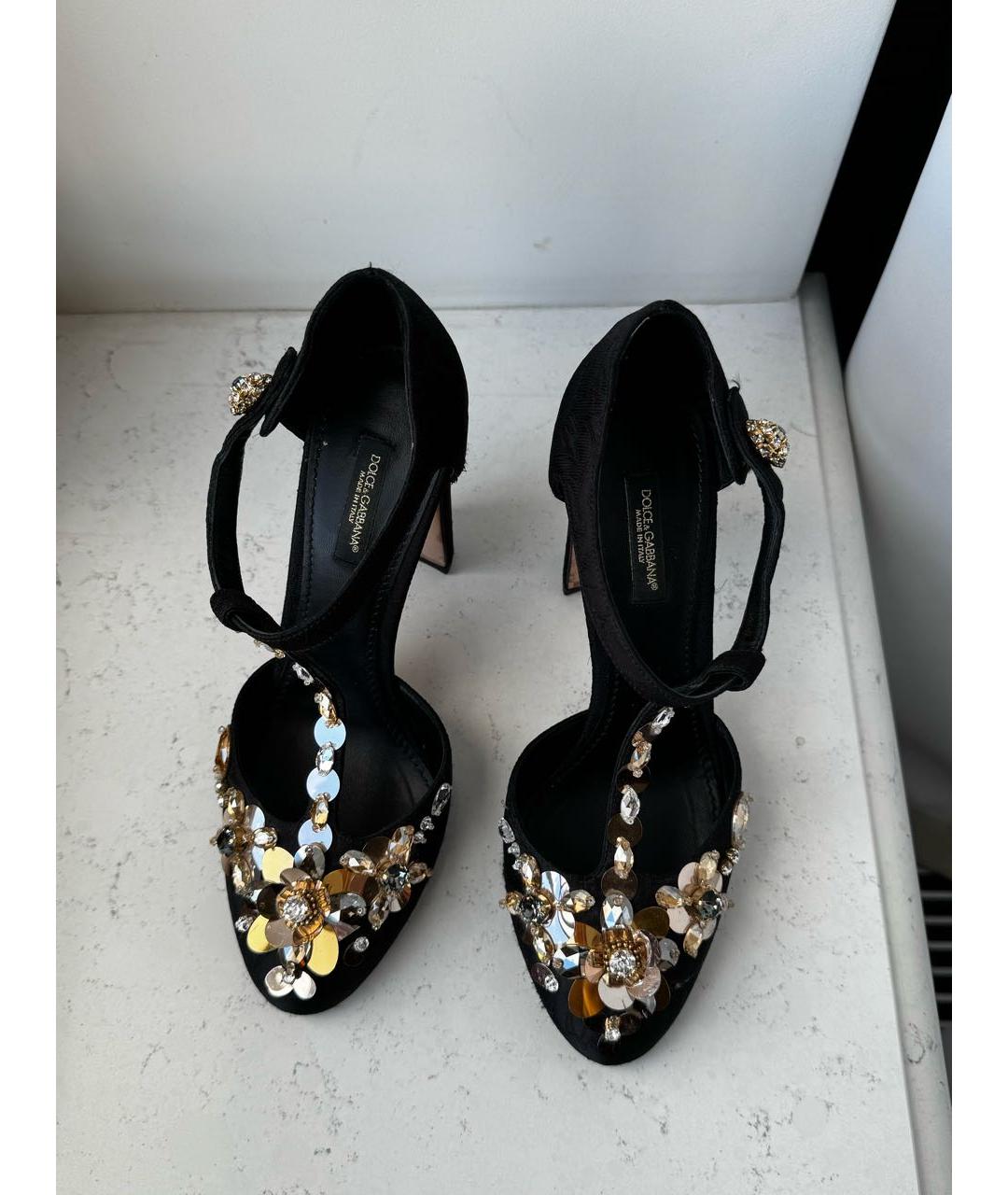 DOLCE&GABBANA Черные текстильные босоножки, фото 2