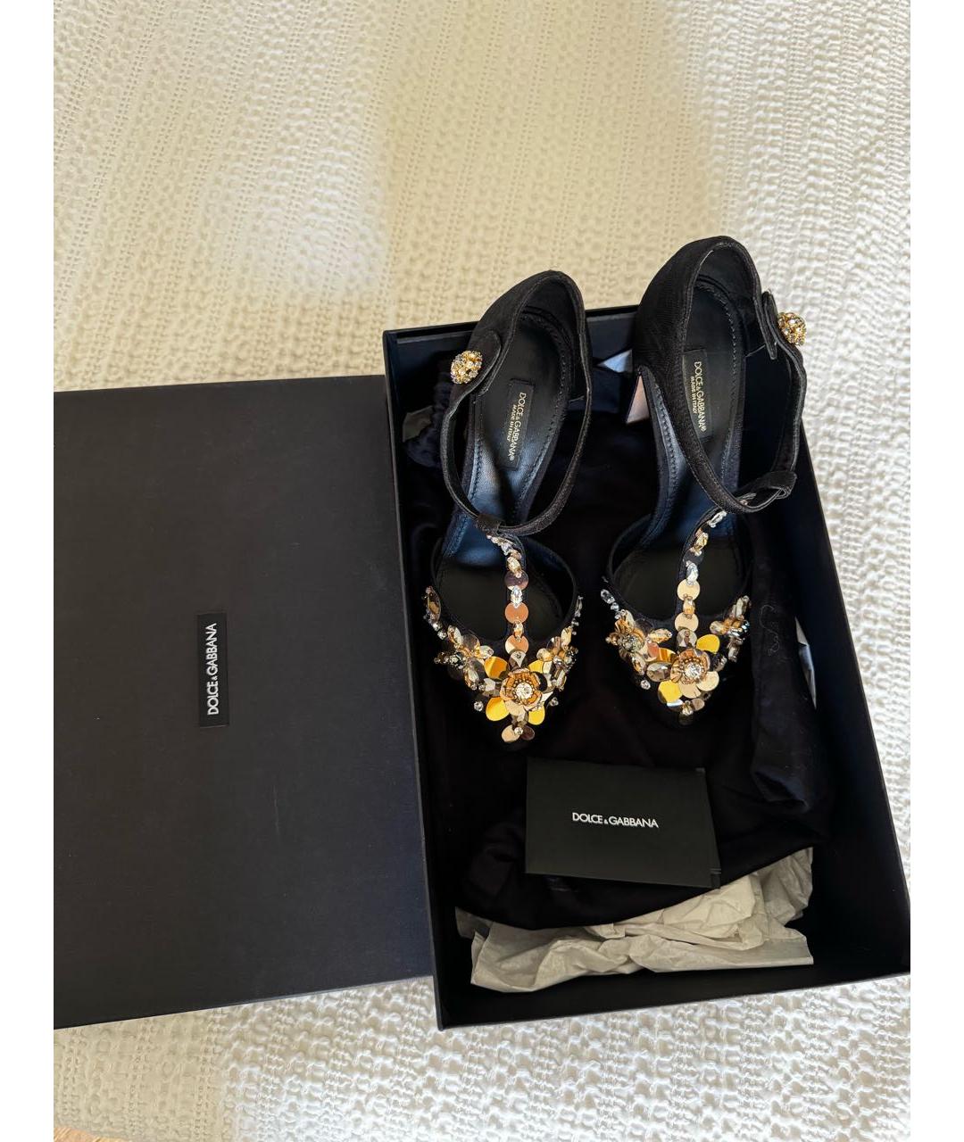 DOLCE&GABBANA Черные текстильные босоножки, фото 7