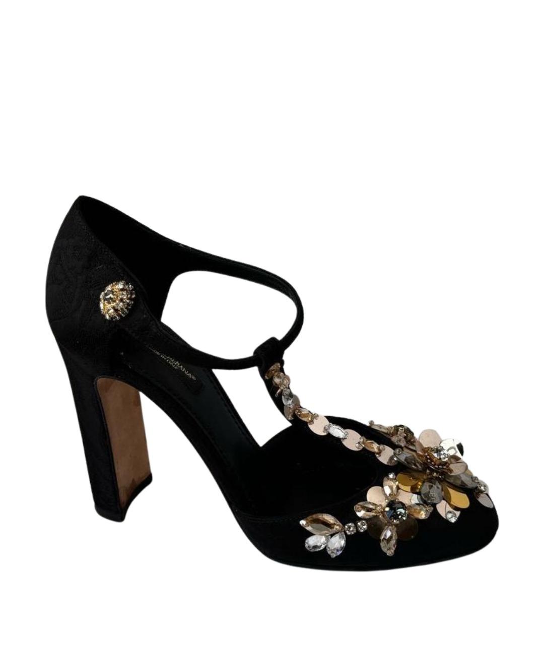DOLCE&GABBANA Черные текстильные босоножки, фото 1