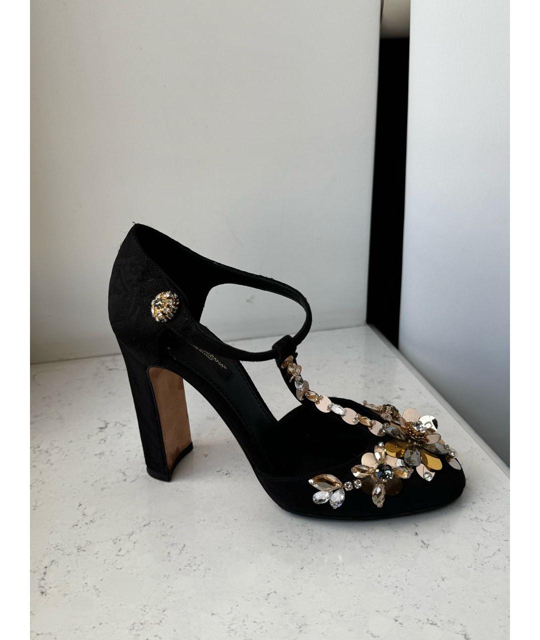 DOLCE&GABBANA Черные текстильные босоножки, фото 9