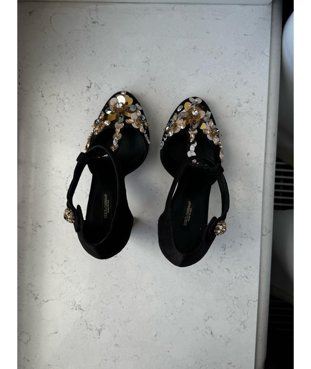 DOLCE&GABBANA Черные текстильные босоножки, фото 3