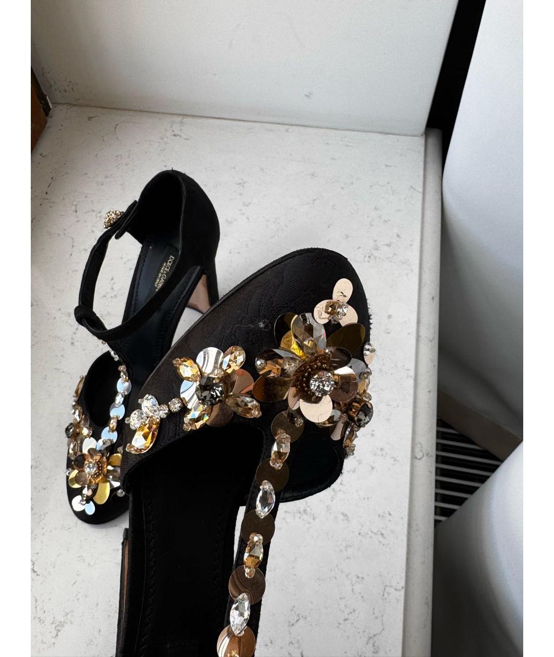 DOLCE&GABBANA Черные текстильные босоножки, фото 8