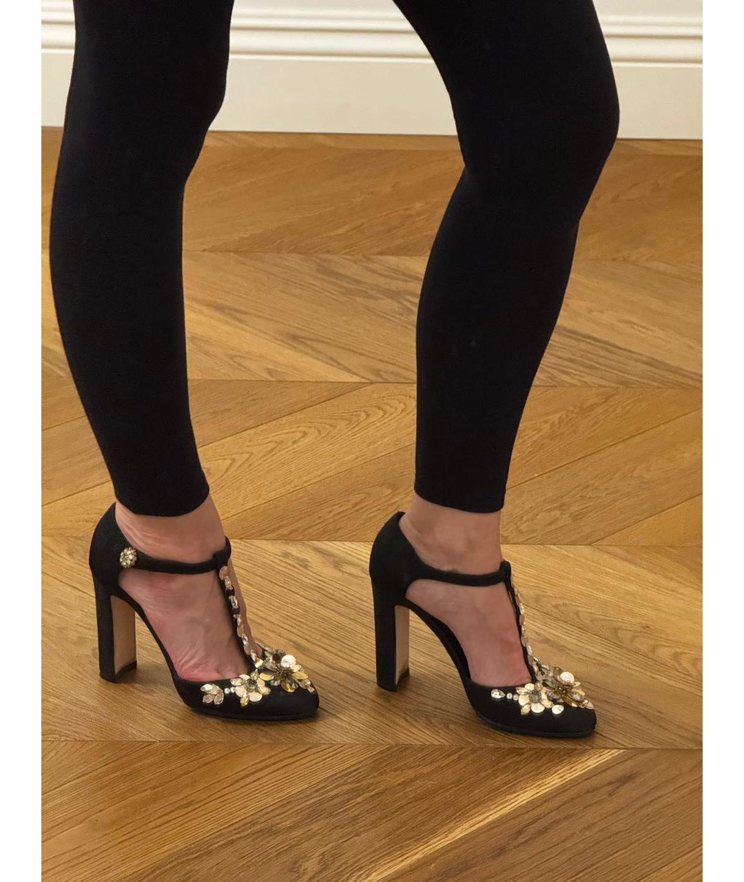 DOLCE&GABBANA Черные текстильные босоножки, фото 5