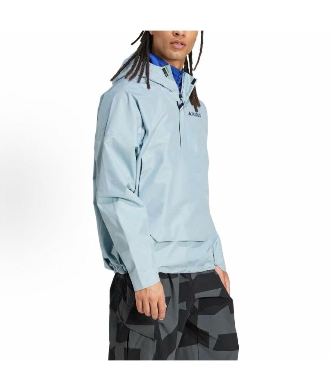 ADIDAS Голубая полиэстеровая куртка, фото 4