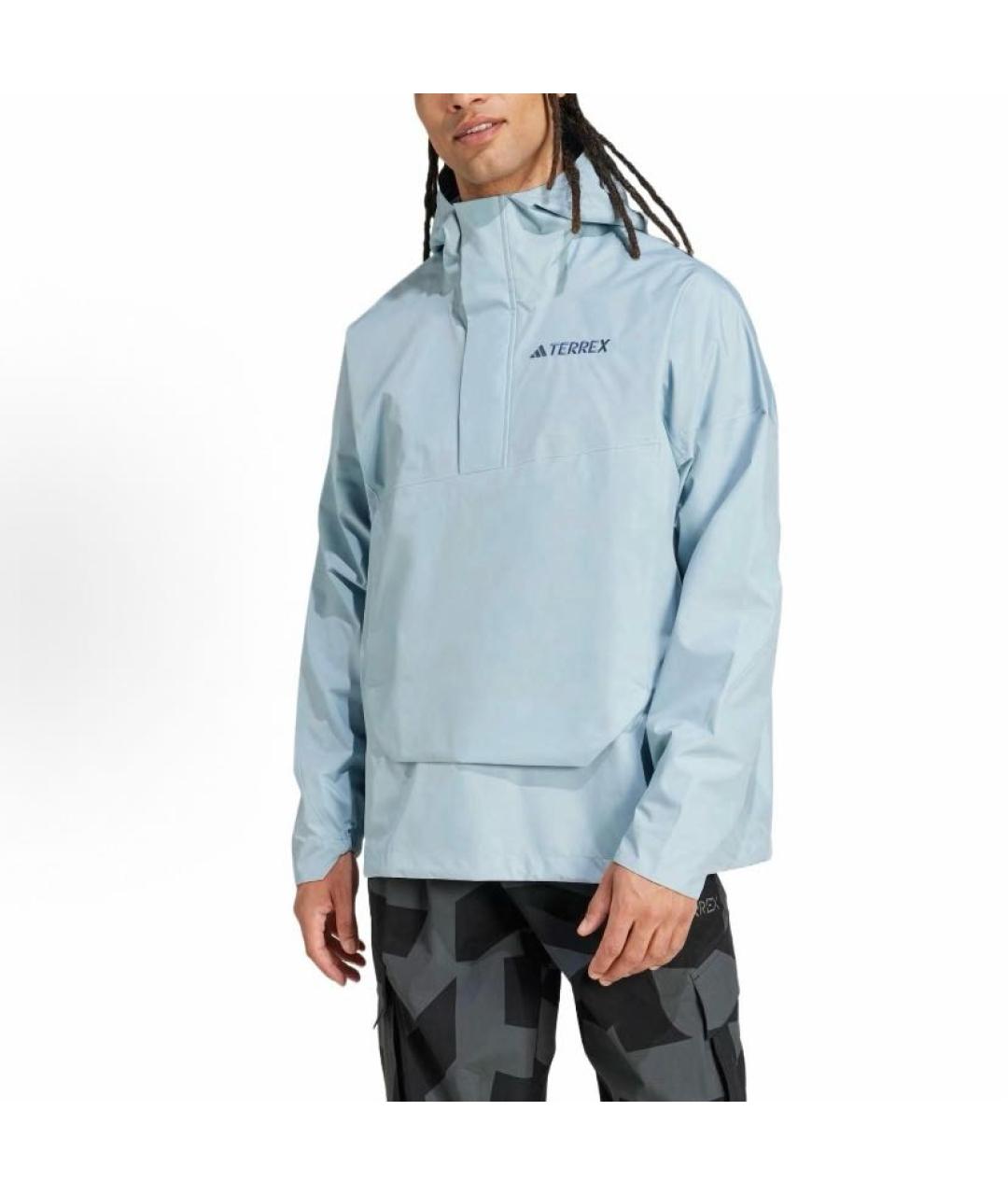 ADIDAS Голубая полиэстеровая куртка, фото 2