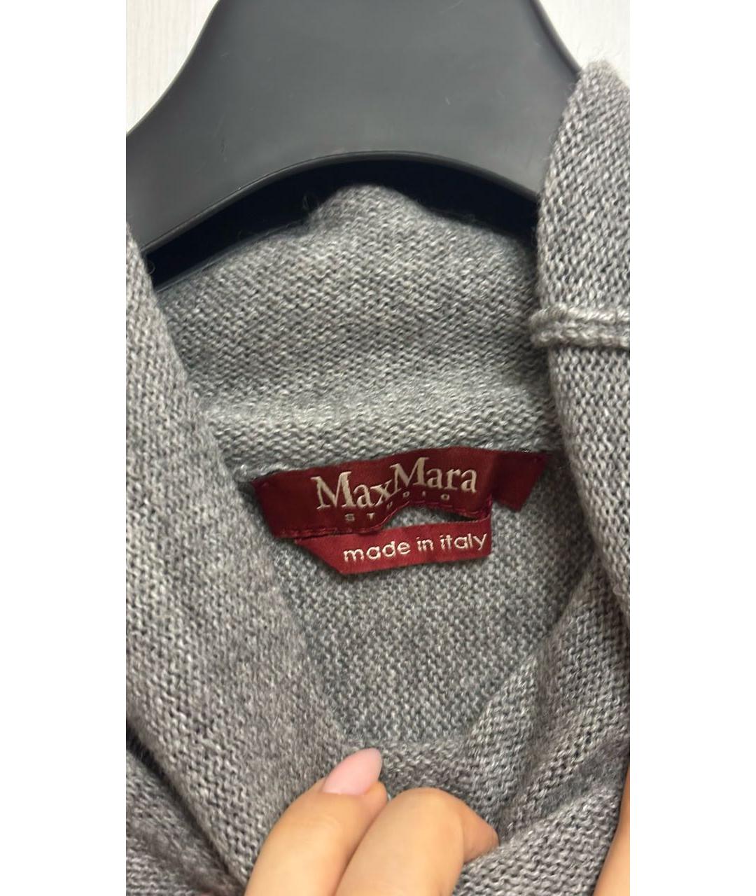 MAX MARA STUDIO Серое шерстяное повседневное платье, фото 3