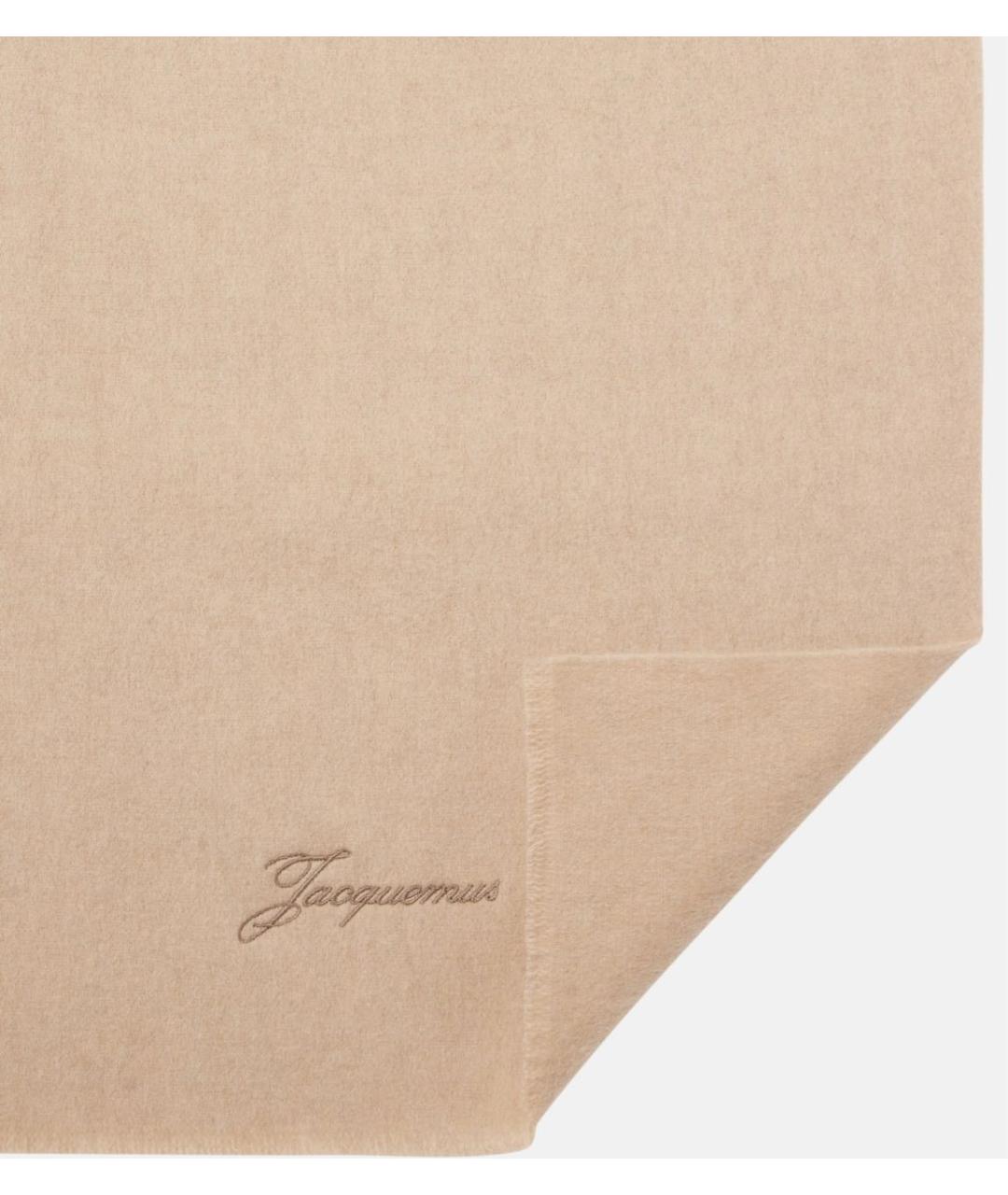 JACQUEMUS Бежевый кашемировый шарф, фото 5