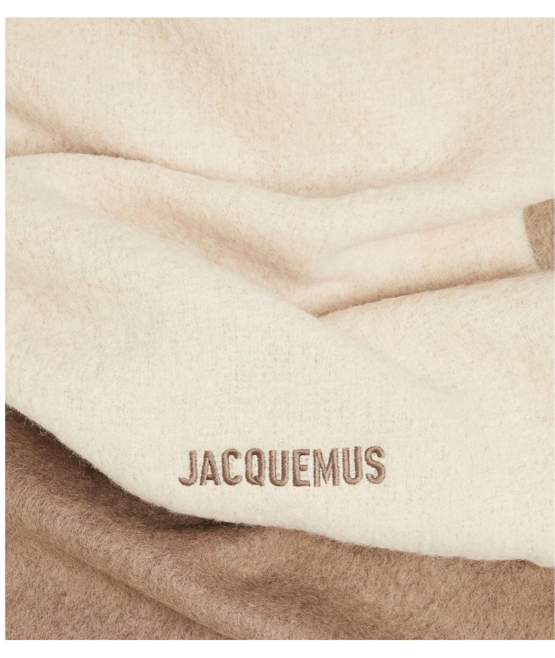 JACQUEMUS Бежевый шерстяной шарф, фото 4