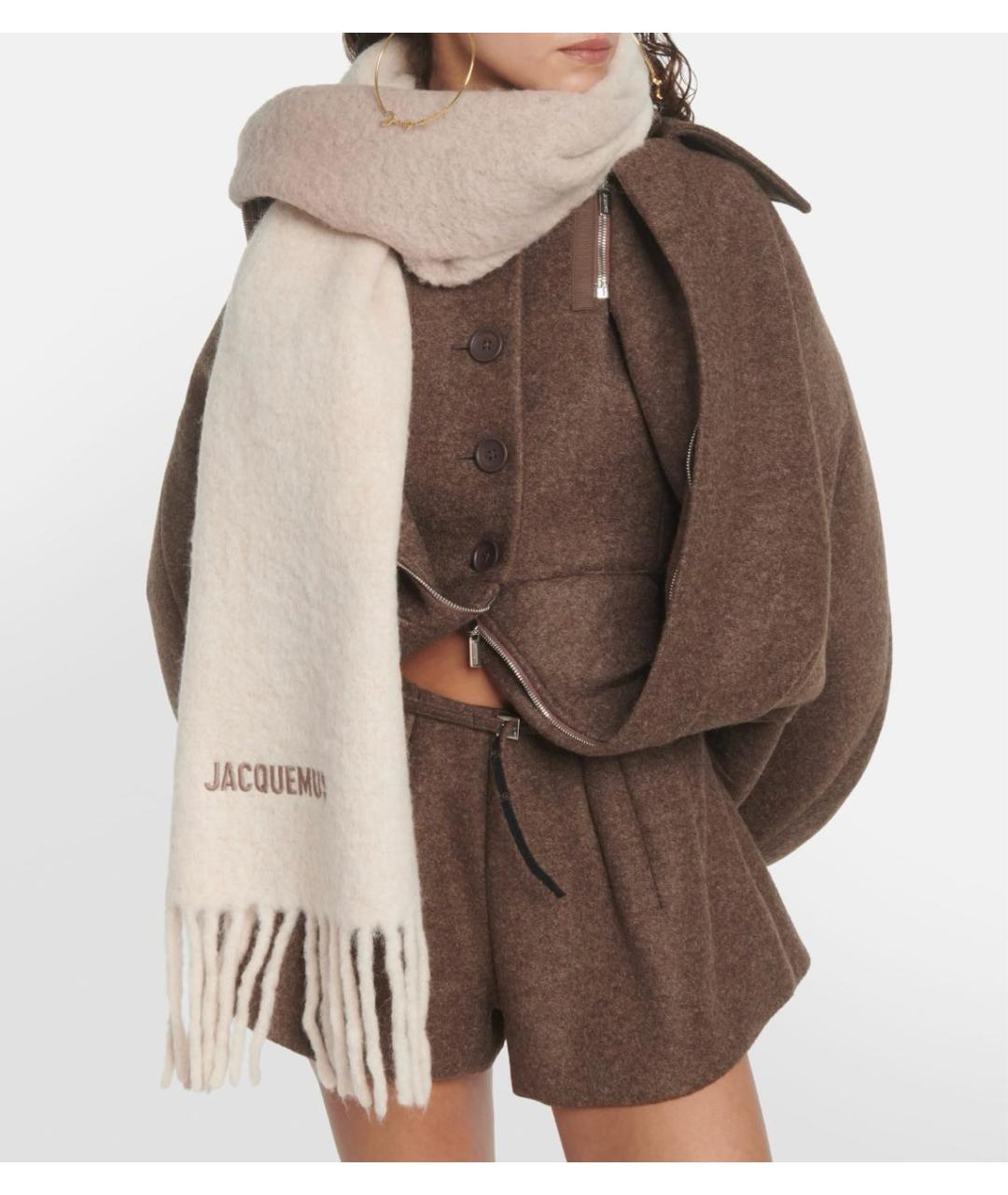 JACQUEMUS Бежевый шерстяной шарф, фото 2