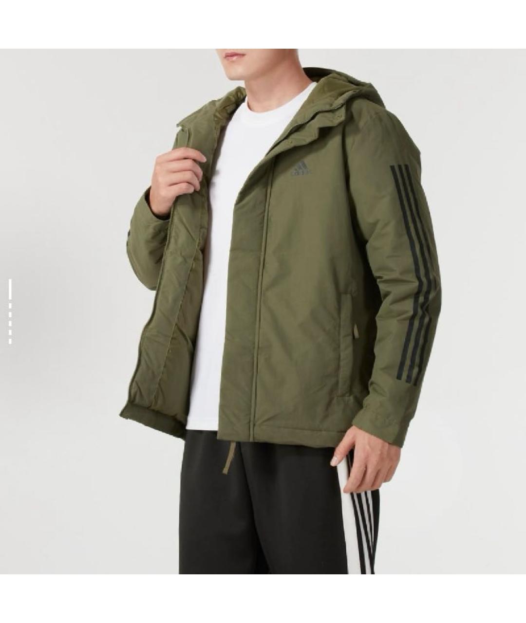 ADIDAS Хаки полиамидовая куртка, фото 5
