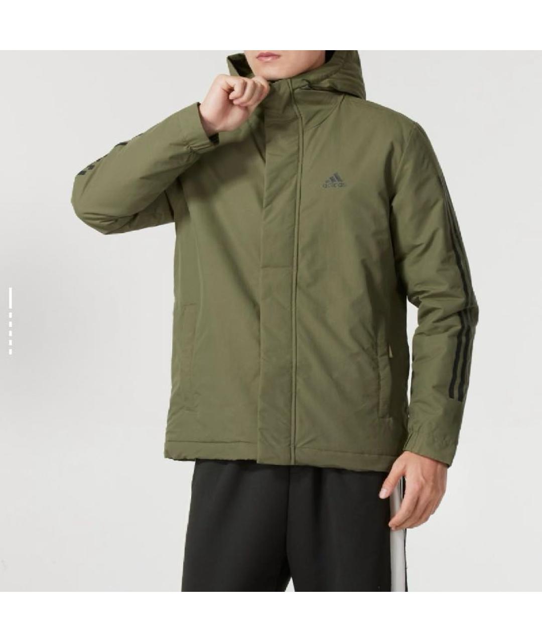ADIDAS Хаки полиамидовая куртка, фото 4