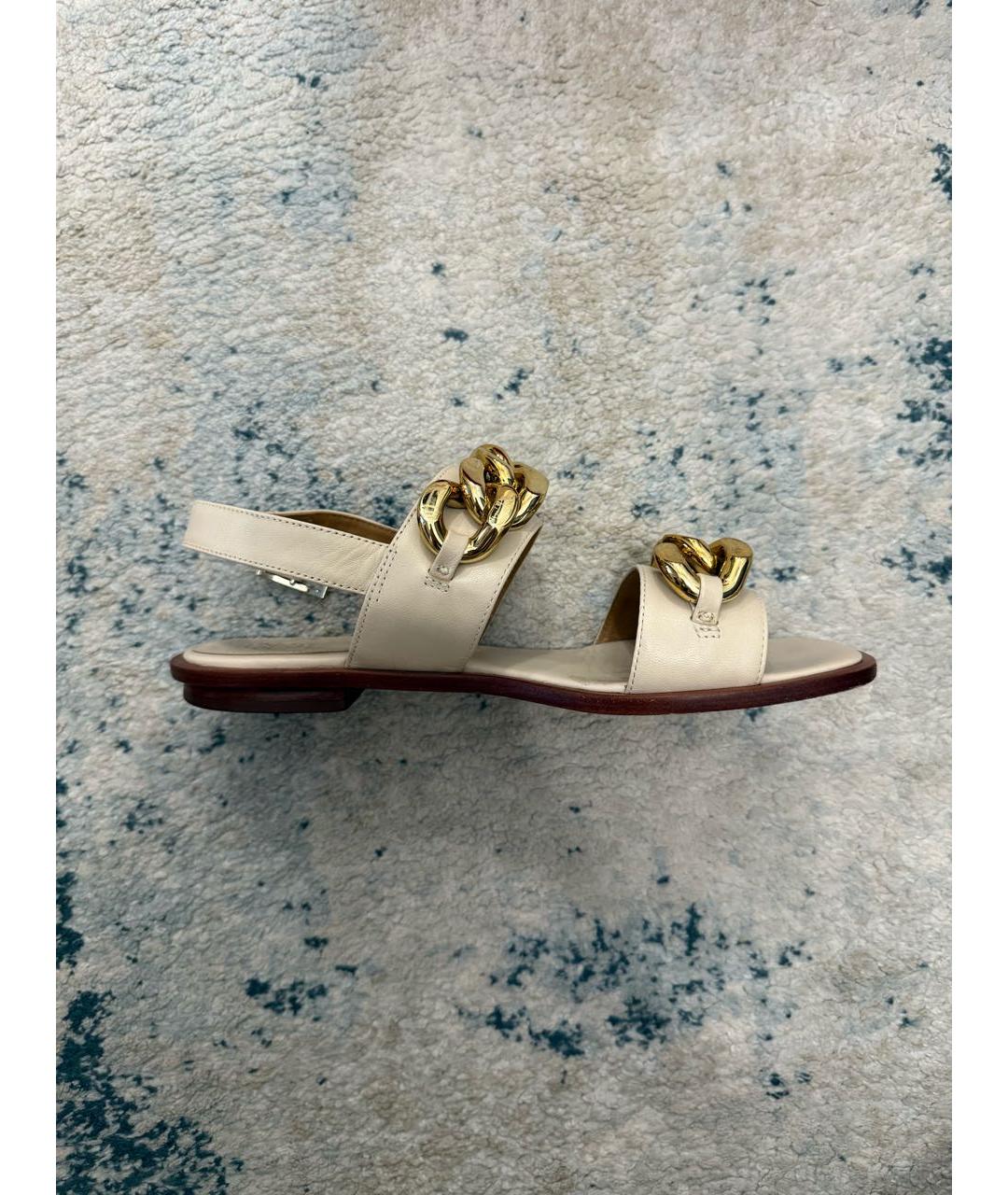 TORY BURCH Бежевые кожаные сандалии, фото 6