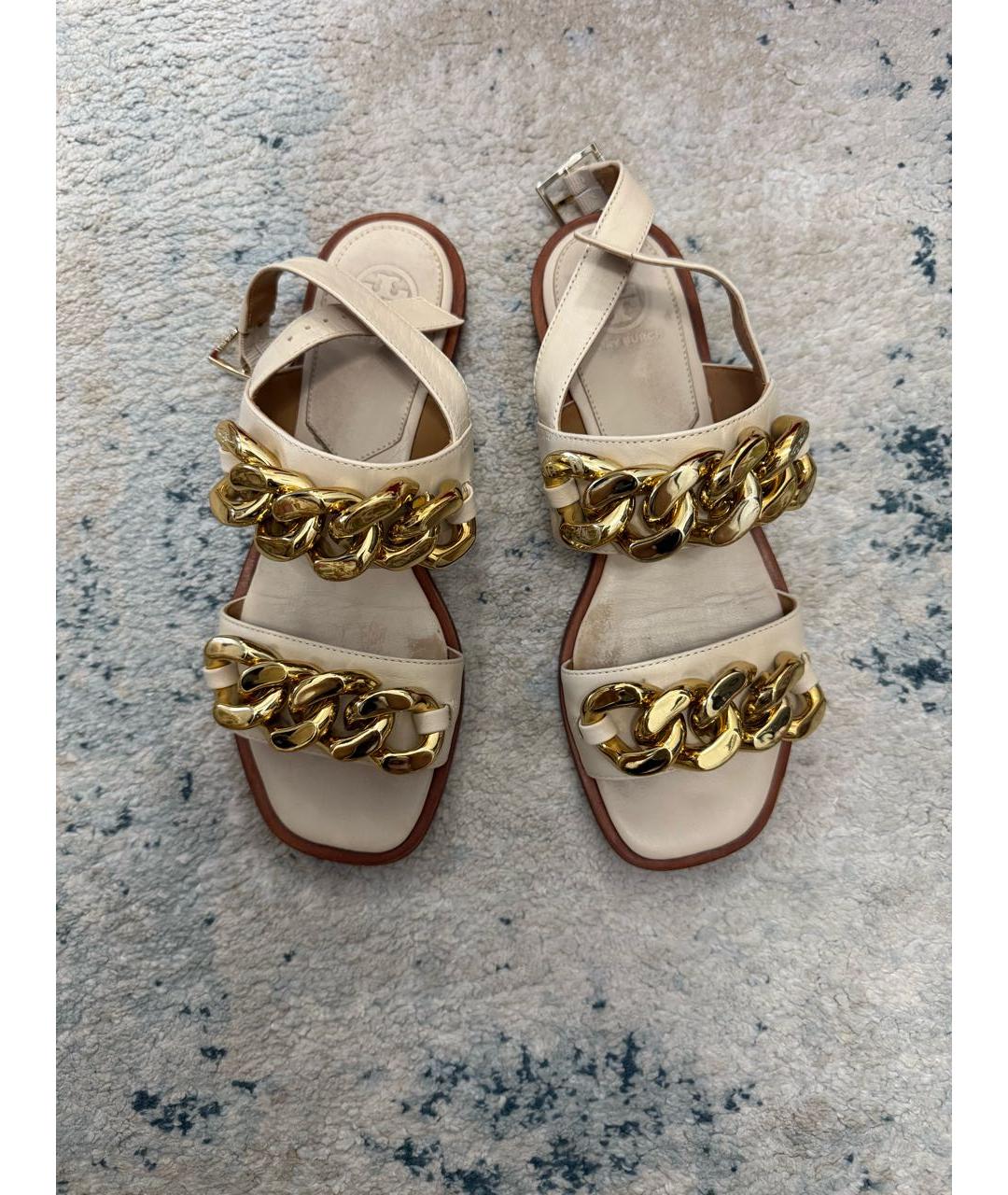 TORY BURCH Бежевые кожаные сандалии, фото 2
