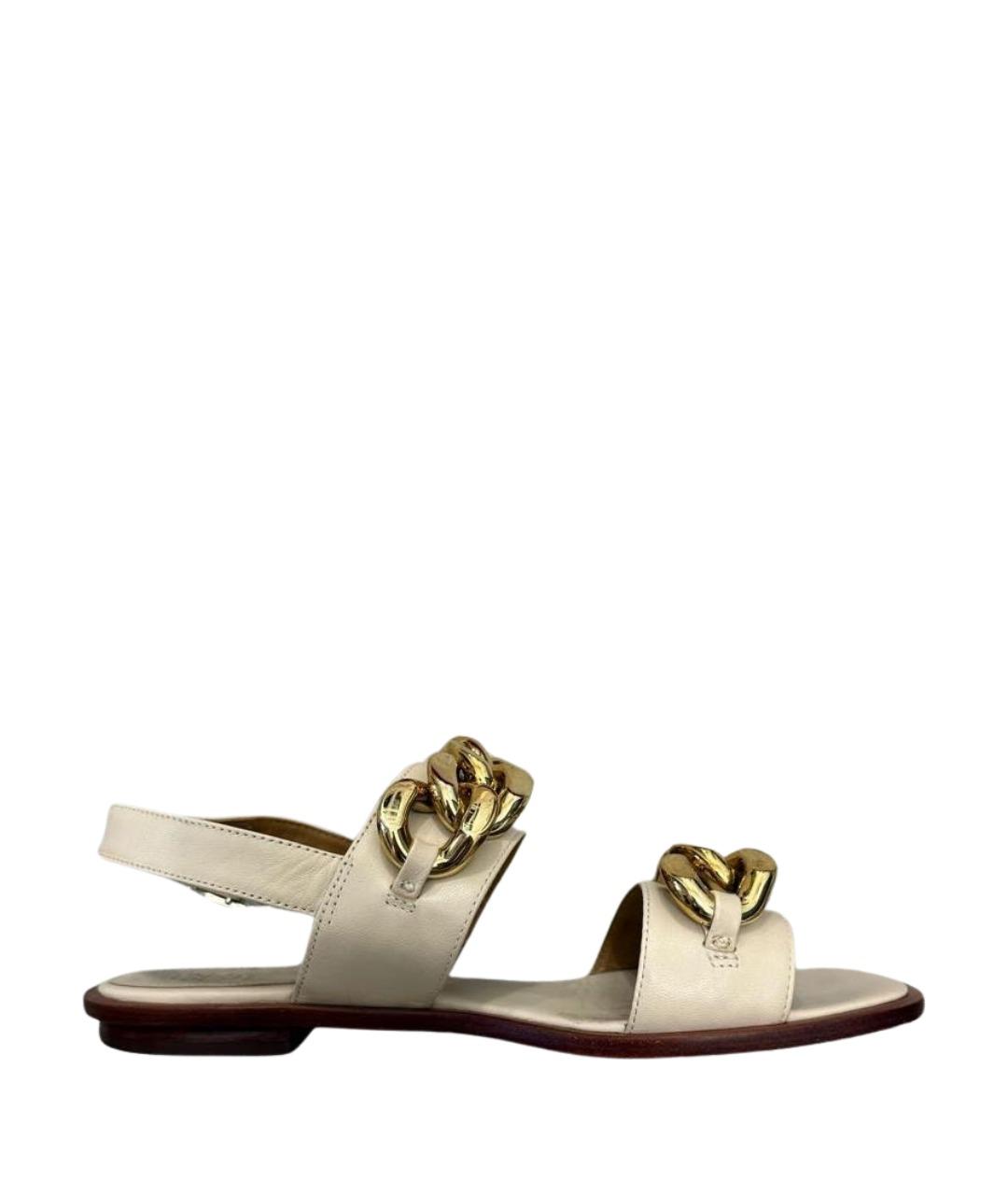 TORY BURCH Бежевые кожаные сандалии, фото 1