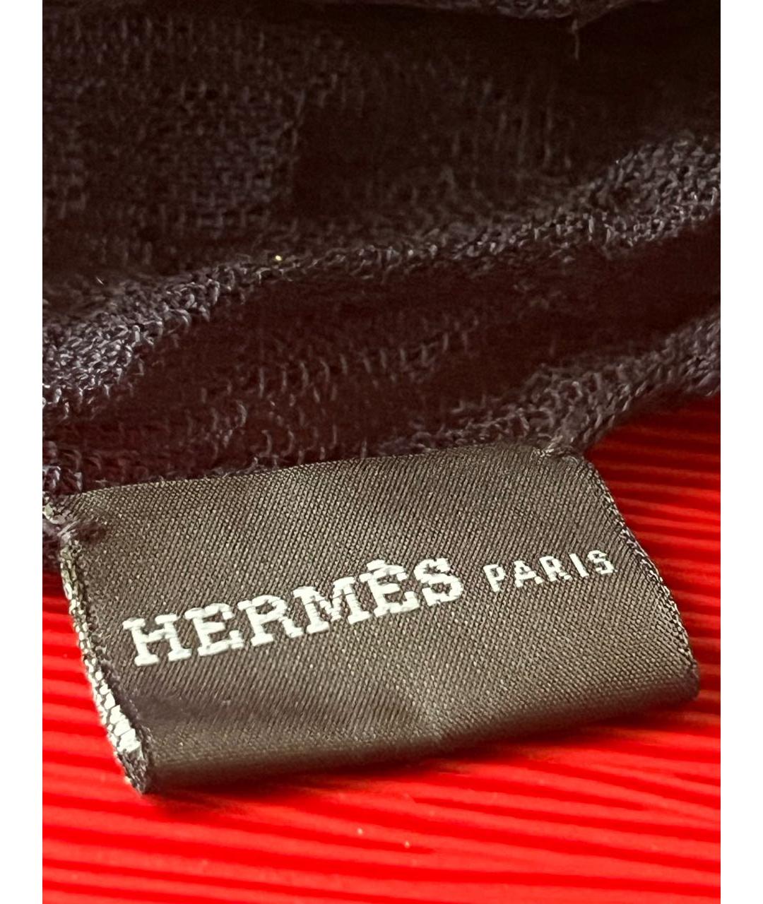 HERMES Темно-синий хлопковый шарф, фото 3