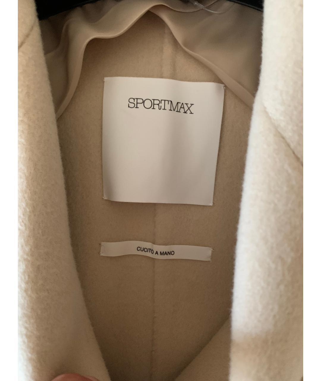 SPORTMAX Белое шерстяное пальто, фото 3