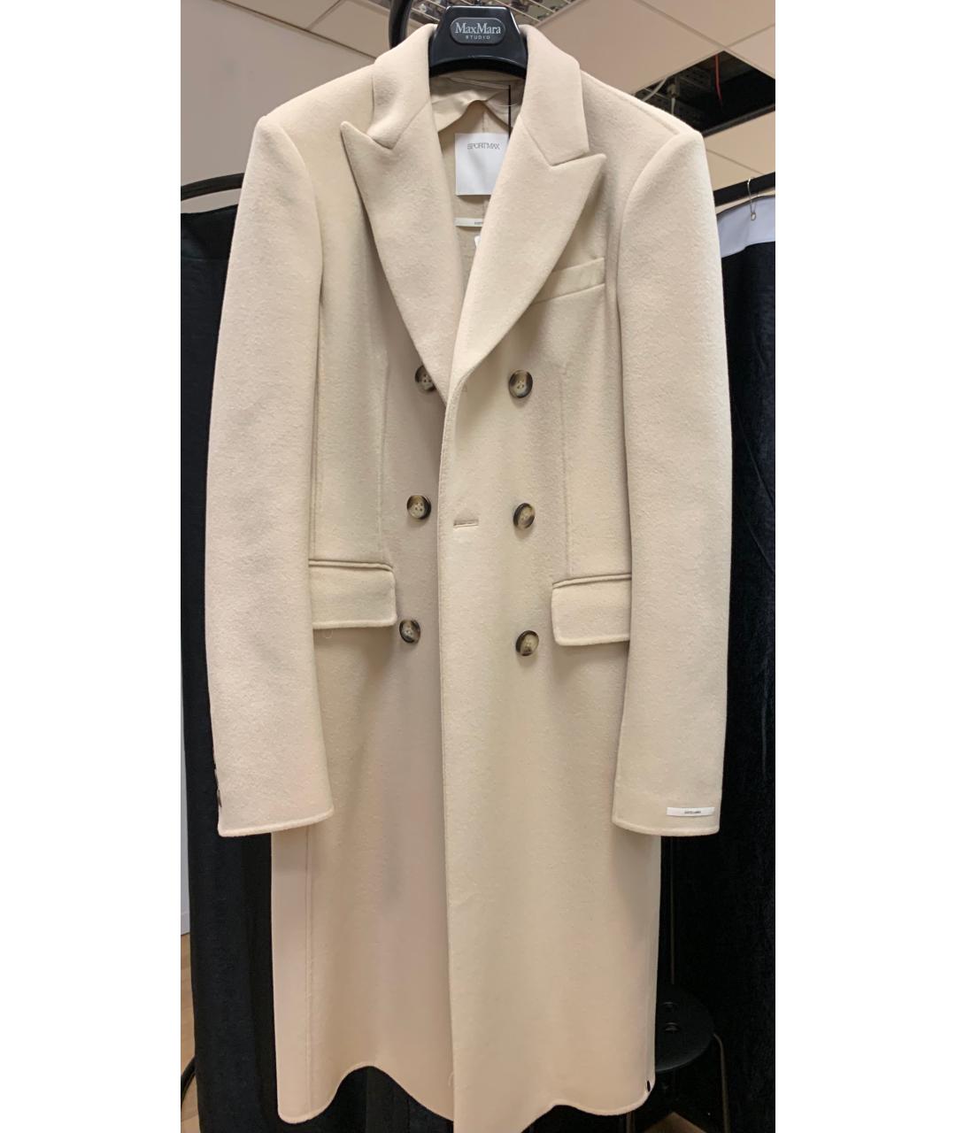 SPORTMAX Белое шерстяное пальто, фото 4