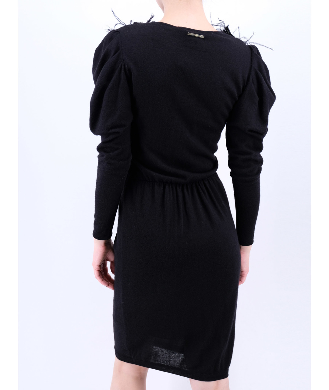 FRANCESCO SCOGNAMIGLIO Черное шерстяное повседневное платье, фото 3