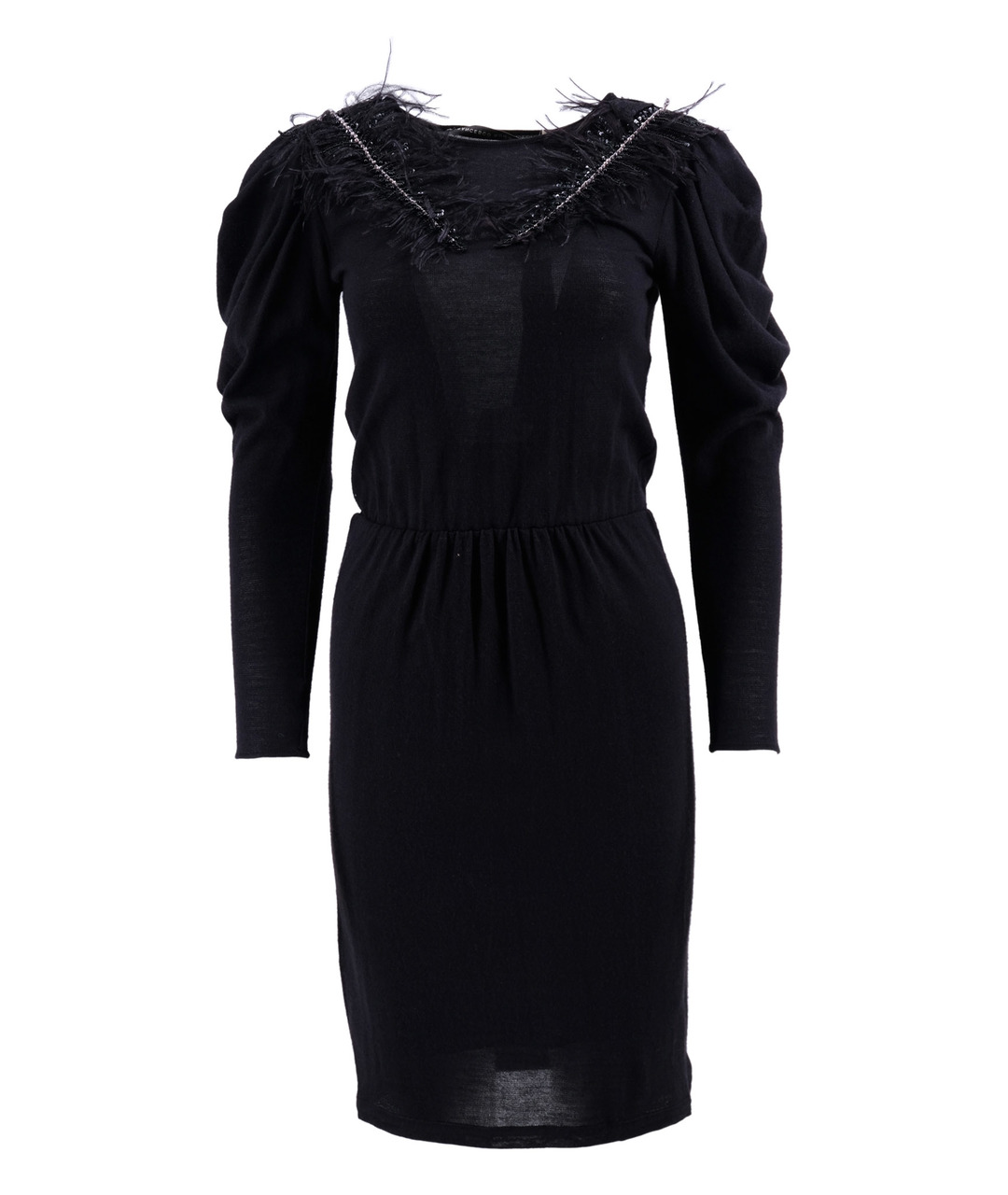 FRANCESCO SCOGNAMIGLIO Черное шерстяное повседневное платье, фото 1