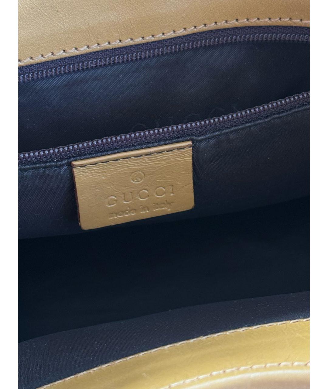 GUCCI Бежевая жаккардовая сумка с короткими ручками, фото 5