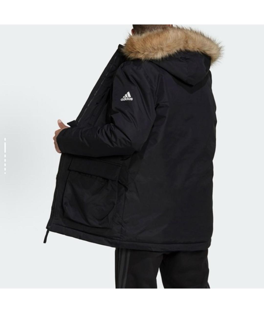 ADIDAS Черная полиэстеровая парка, фото 4