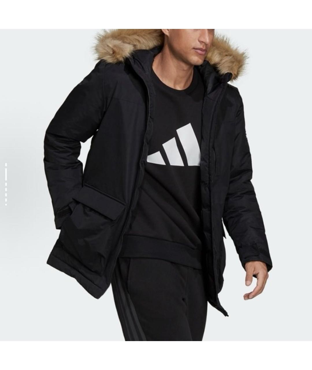 ADIDAS Черная полиэстеровая парка, фото 6