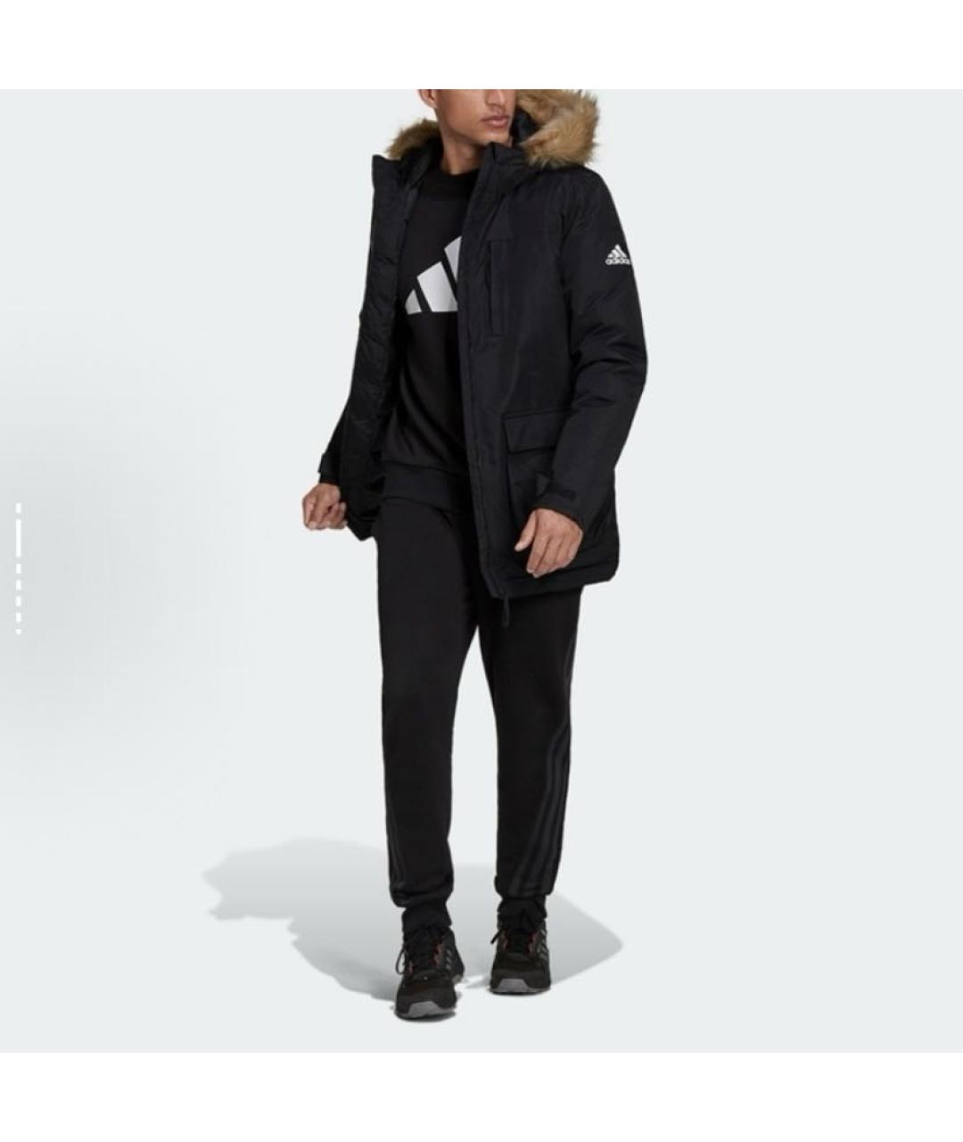ADIDAS Черная полиэстеровая парка, фото 7