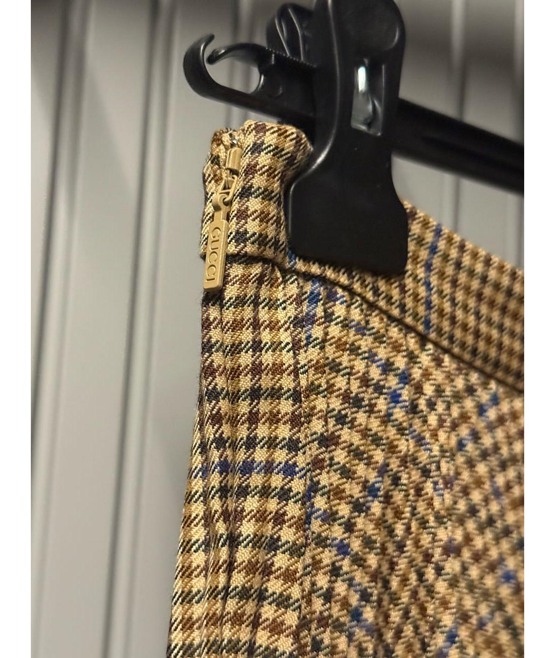 GUCCI Коричневая шерстяная юбка макси, фото 3
