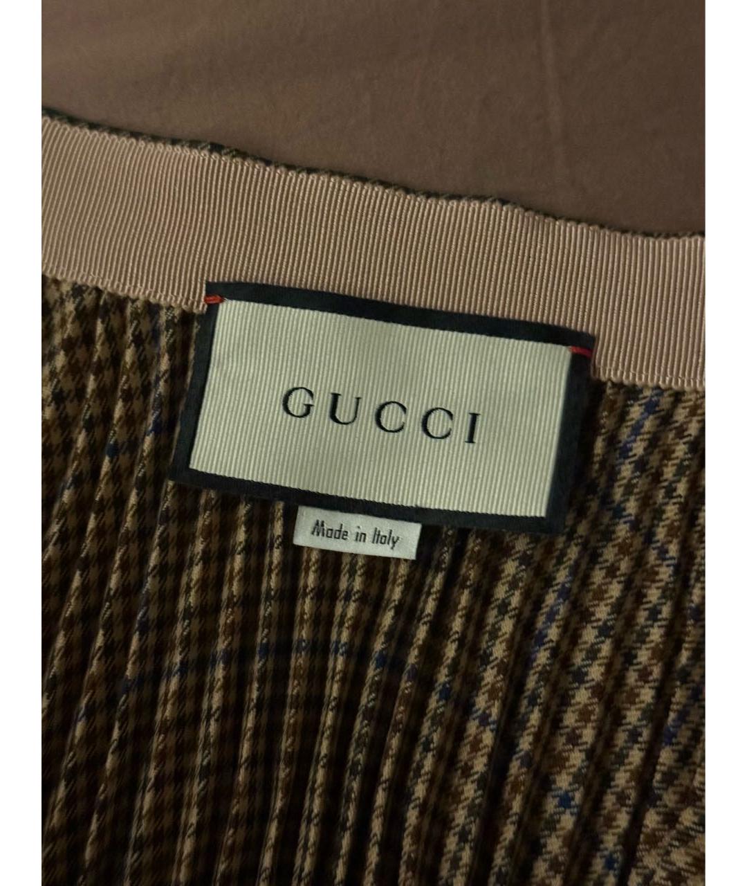 GUCCI Коричневая шерстяная юбка макси, фото 5