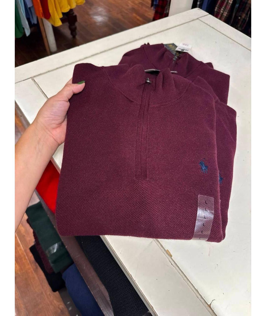 POLO RALPH LAUREN Бордовый хлопковый джемпер / свитер, фото 4