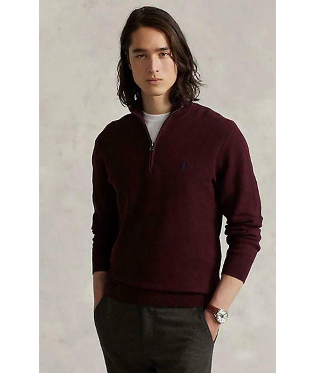 POLO RALPH LAUREN Бордовый хлопковый джемпер / свитер, фото 3