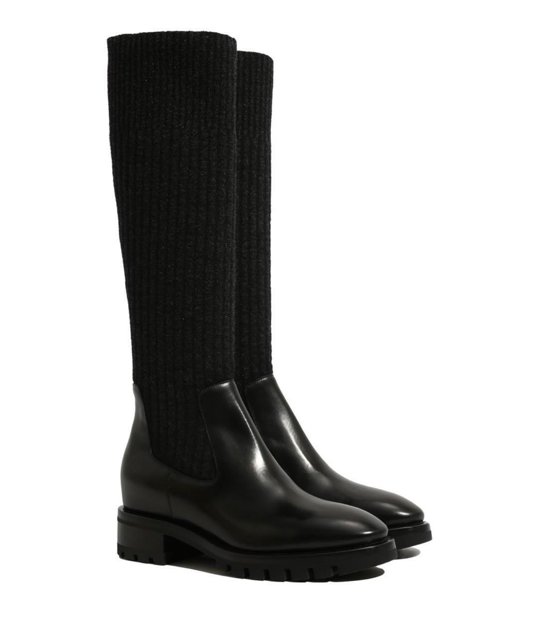 SANTONI Черные кожаные сапоги, фото 8