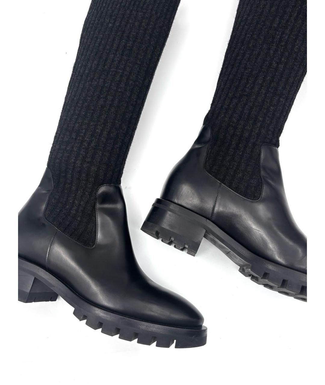 SANTONI Черные кожаные сапоги, фото 5