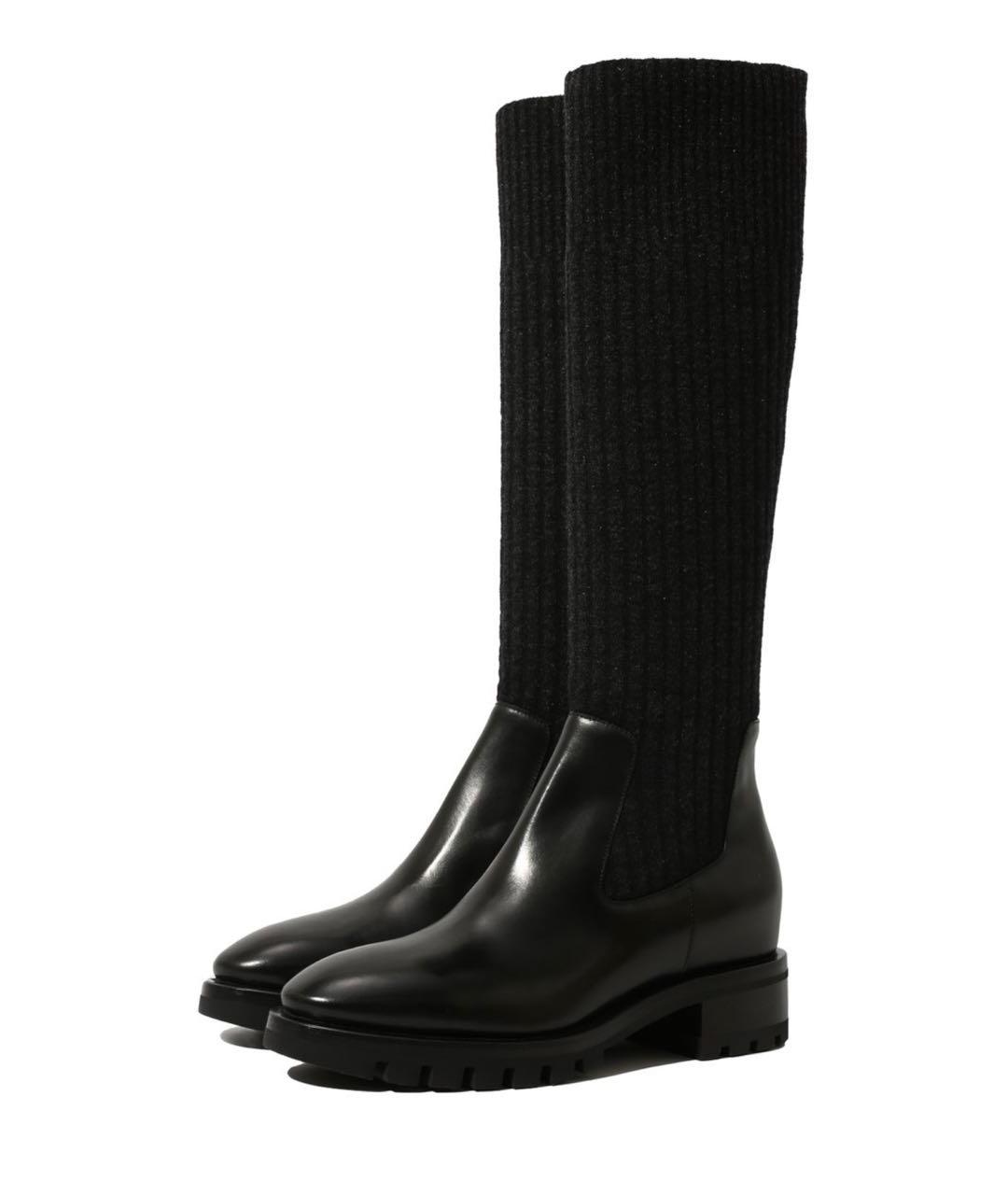 SANTONI Черные кожаные сапоги, фото 7